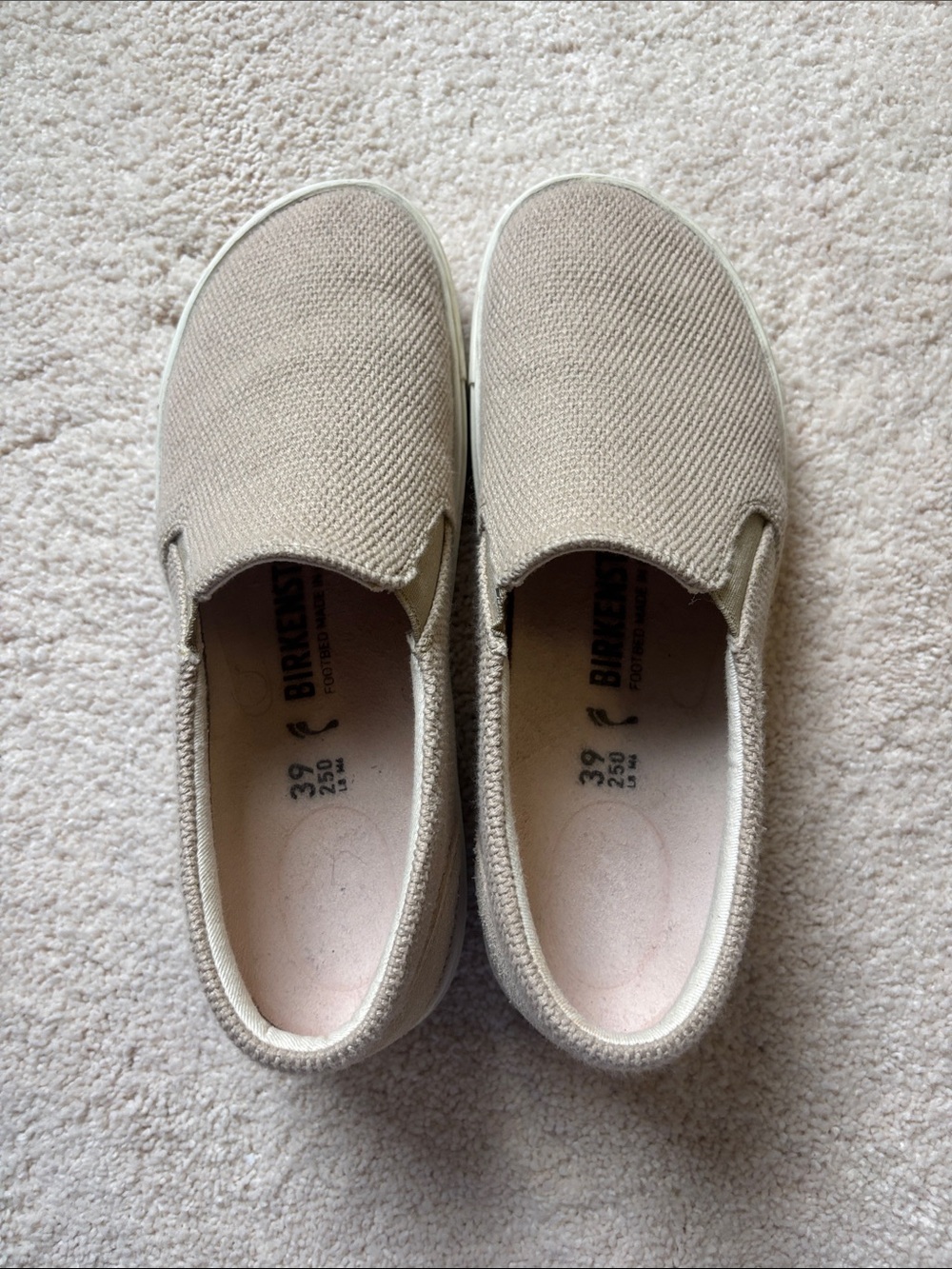 Birkenstock Slip-On Canvas Shoes in Beige